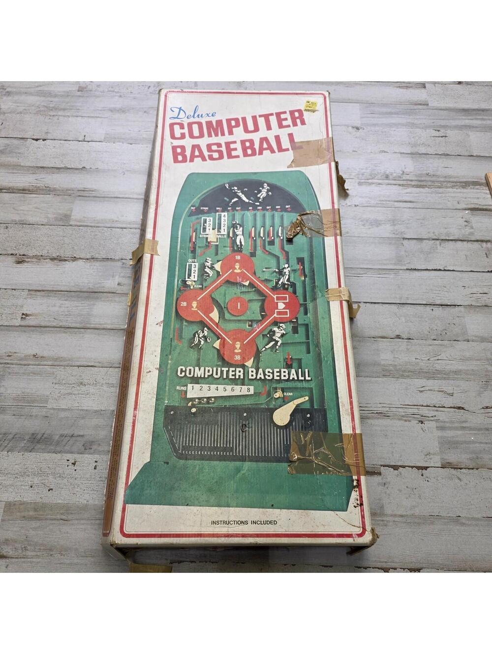 Vintage 1976 Epoch Deluxe Computer Baseball Game Pinball Orig box & instructions